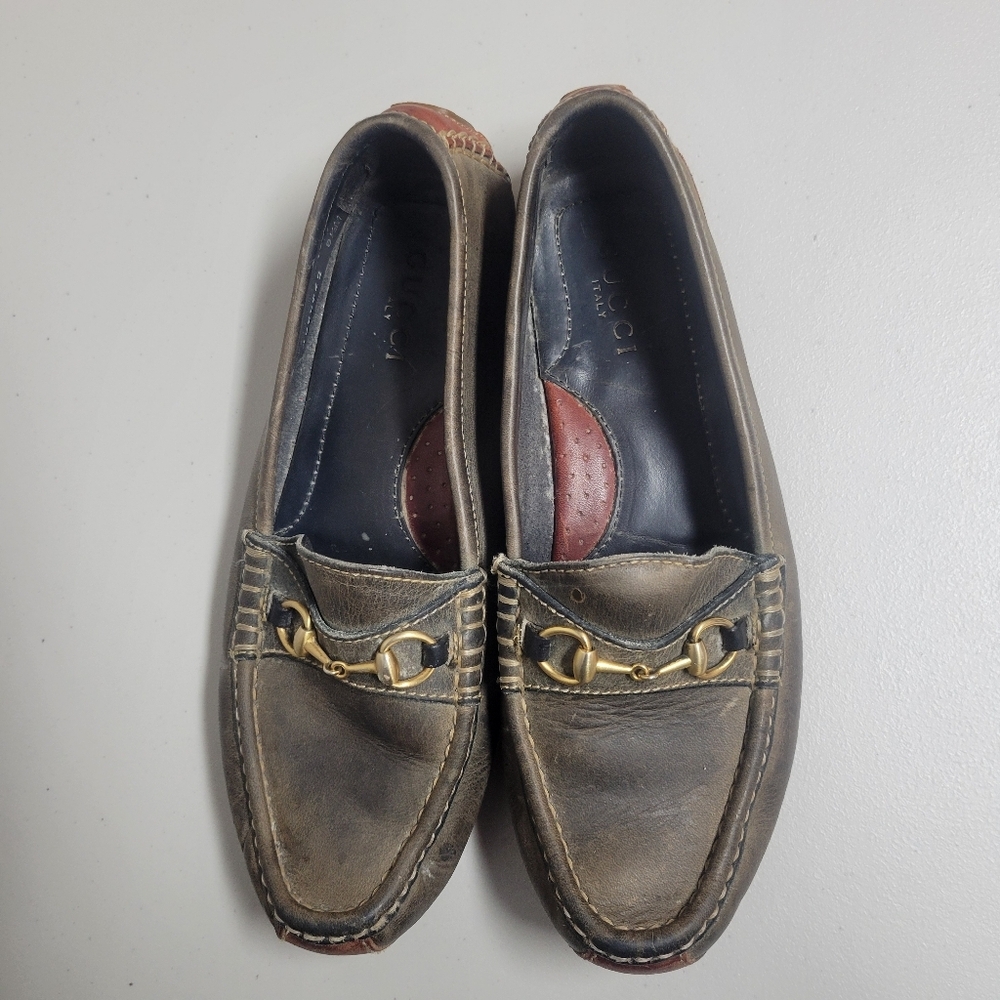 Gucci Classic Vintage Horsebit Leather Slip On Flat Driving Loafers Size 8.5M. - Picture 3 of 16